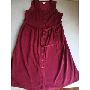 Vermont Country Store Dress XL Petite Corduroy Midi Belted Shirt Retro